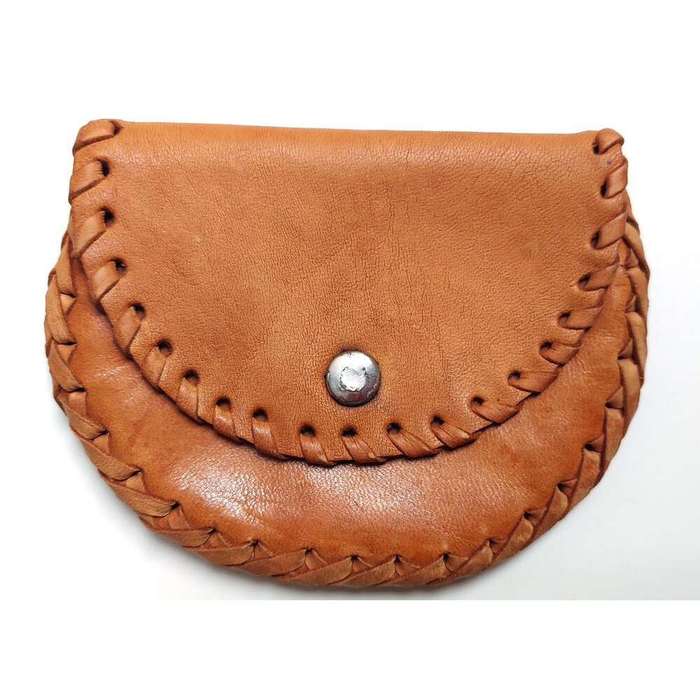 Handmade Leather Wallet for Coins Earbuds Small Items